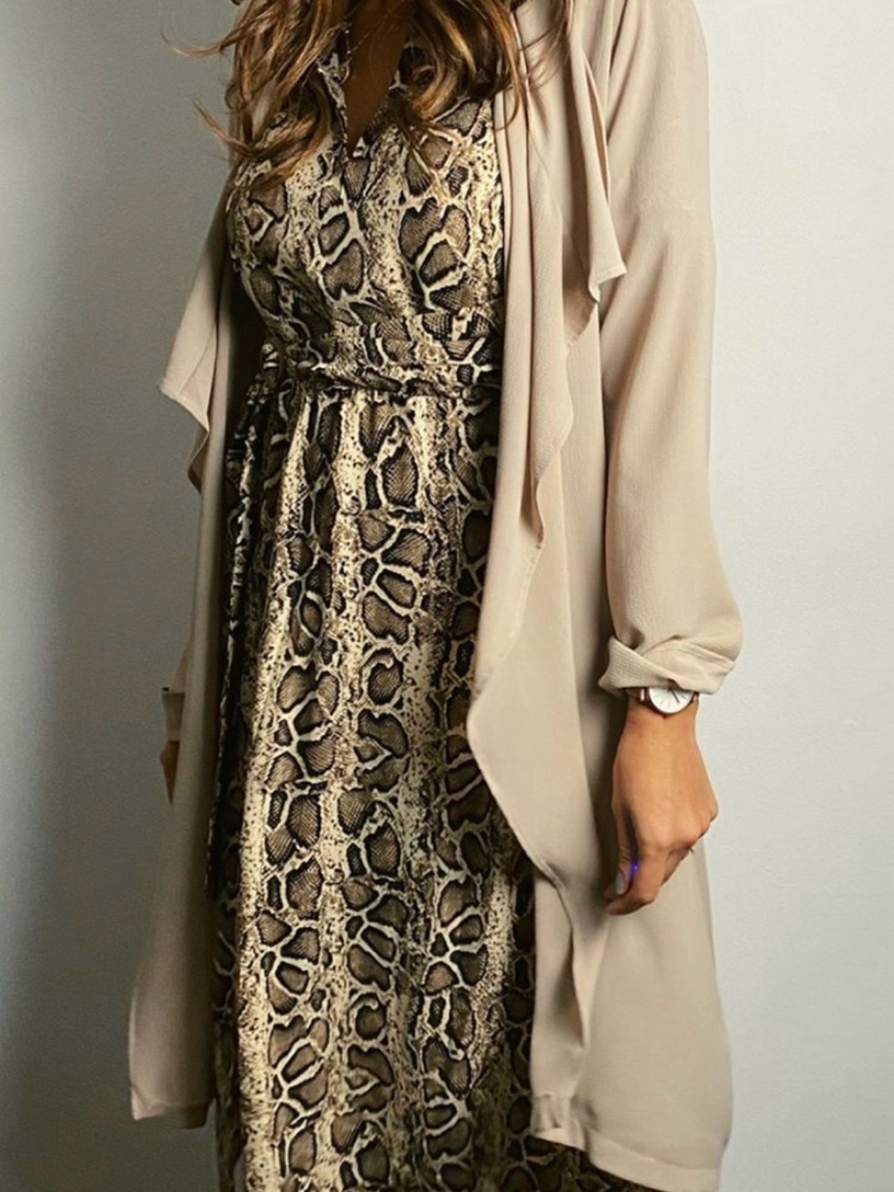 Beige Longline Open-Front Cardigan - Neutral Layering Sweater